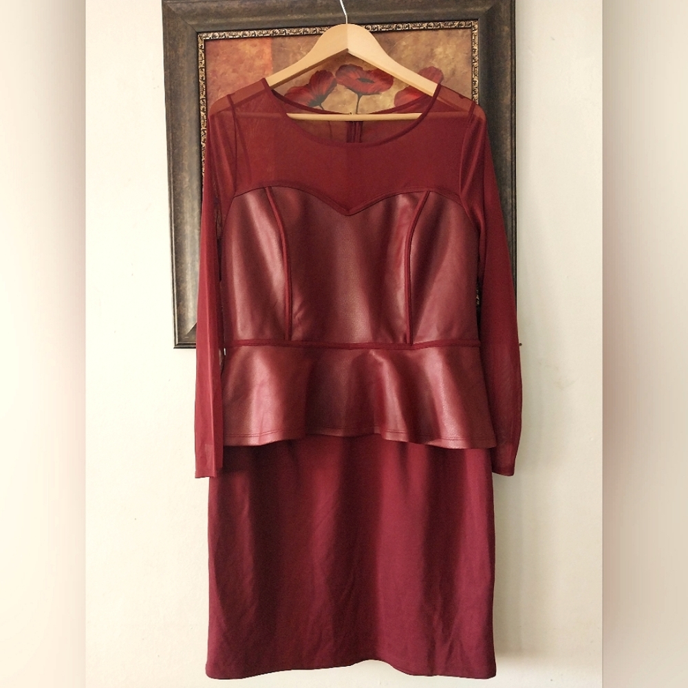 Beautiful Plum Red part faux letter dress.